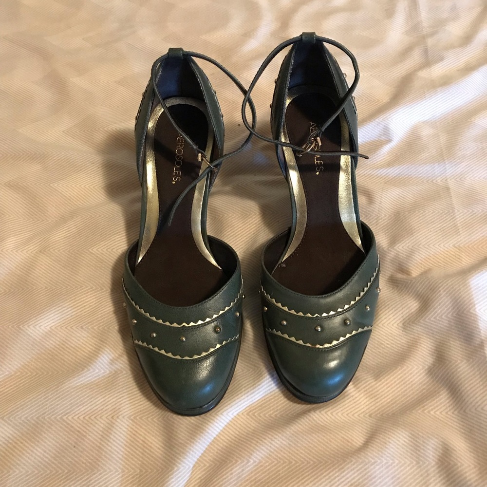 AEROSOLES Shoes Romeo Green Leather MJ Style
